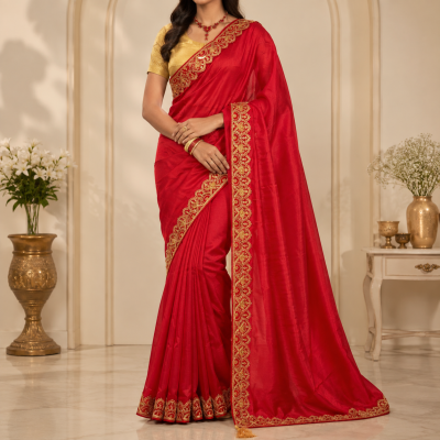 Premium Dupion Silk Saree with Blouse Piece | Soft & Elegant Traditional Wear for Wedding, Eid & Party